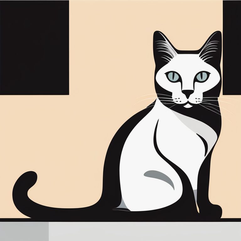 极简波普线条艺术风格的一只猫