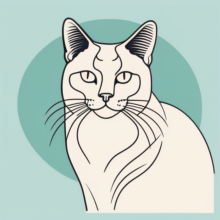 极简波普线条艺术猫咪肖像