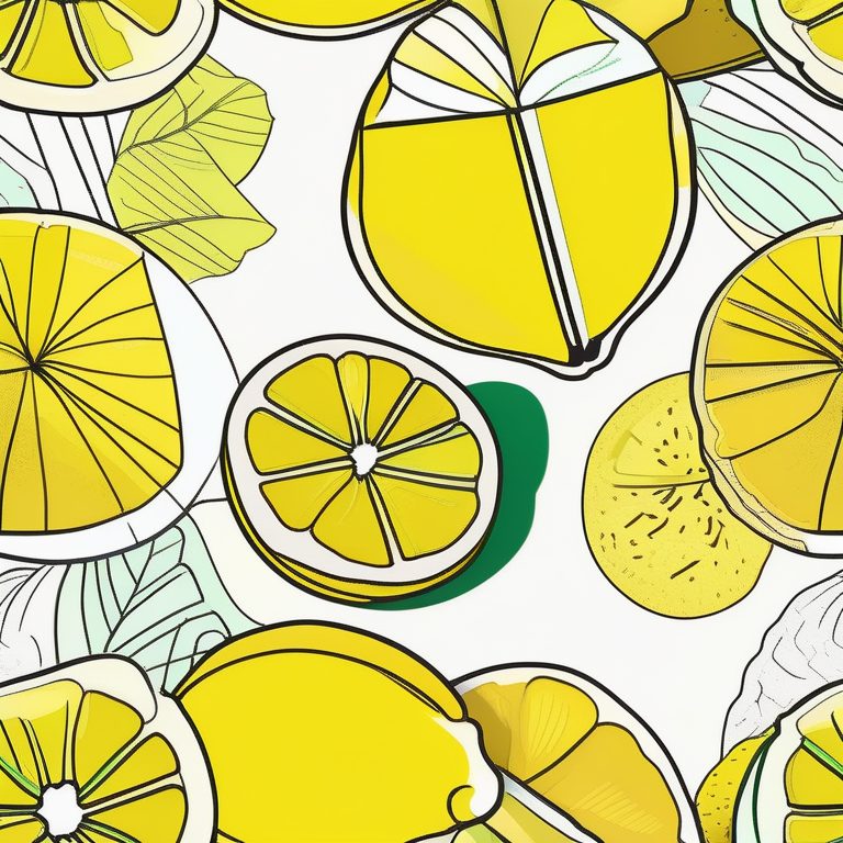 极简波普线条艺术柠檬片