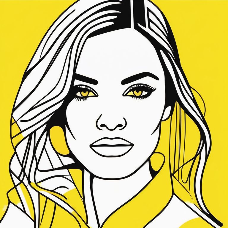 极简波普线条艺术女孩肖像
