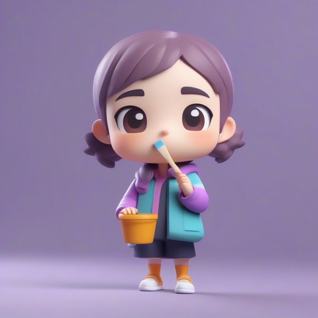 极简C4D艺术女教师:超细节粘土质感,手持调色板与画笔 21 极简C4D艺术女教师:超细节粘土质感,手持调色板与画笔