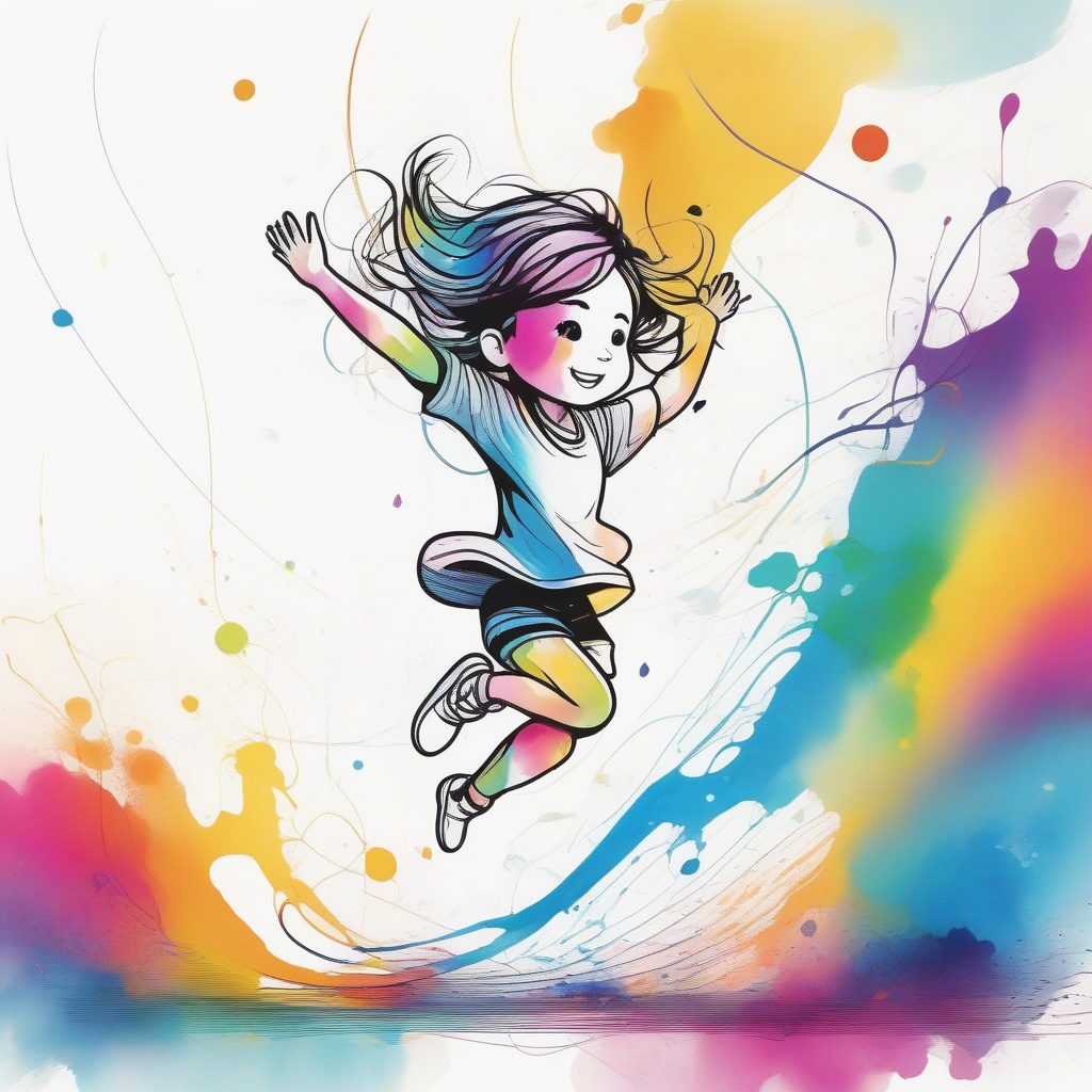 极简彩虹水彩:Q版女孩的抽象线条艺术全身像 1 极简彩虹水彩:Q版女孩的抽象线条艺术全身像