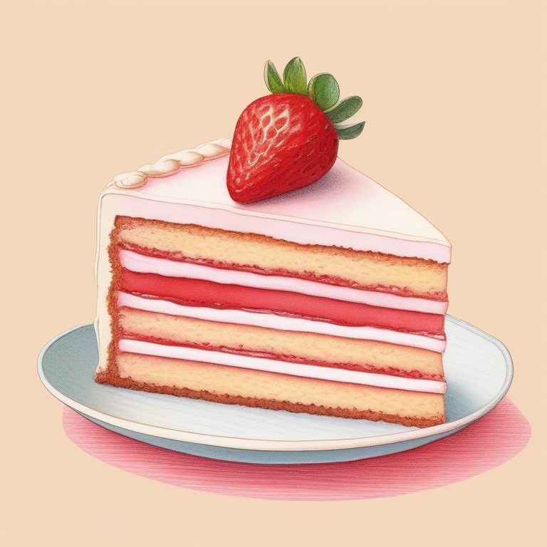 极简彩铅风 | 一个草莓蛋糕