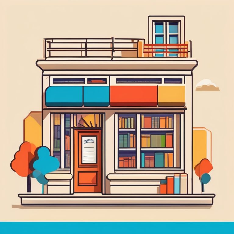极简彩色都市矢量插画风格小书屋