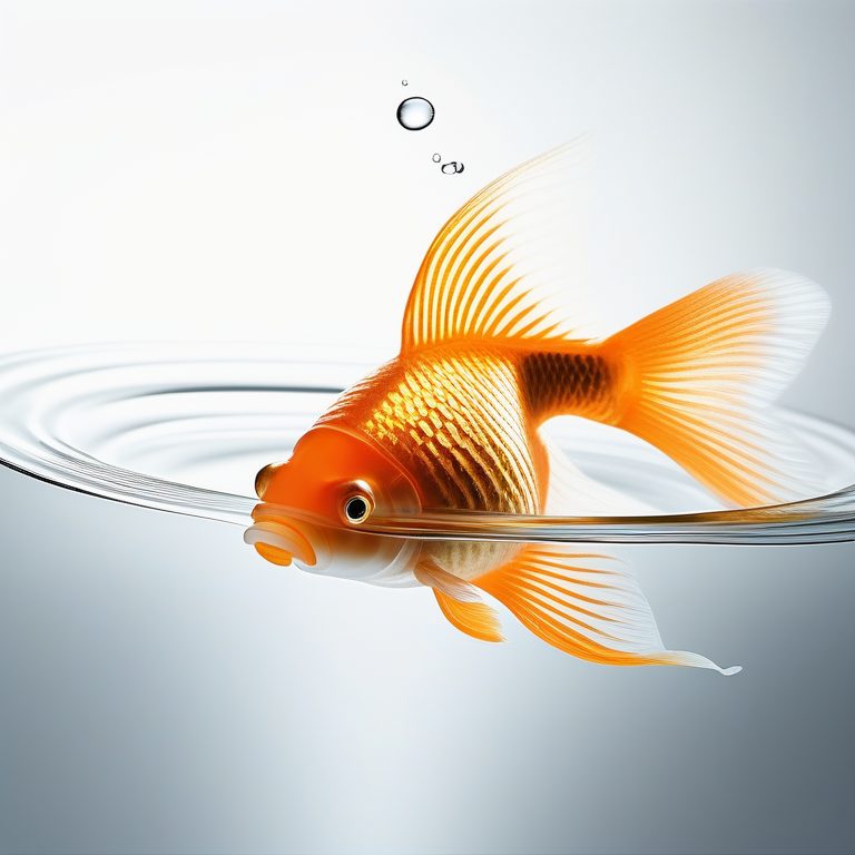 极简超现实时尚梦境大片风格 背景干净 一只立体金鱼