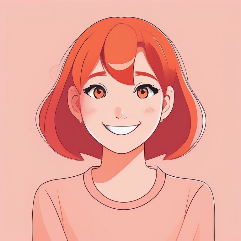 极简橙红发少女浅粉底肖像