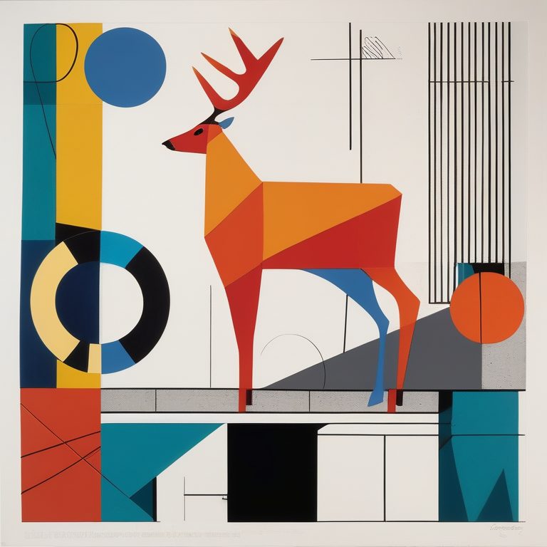 极简抽象的Brutalist Bauhaus动物风景画