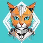 极简抽象风格彩色机械猫 5 ji jian chou xiang feng ge cai se ji xie mao
