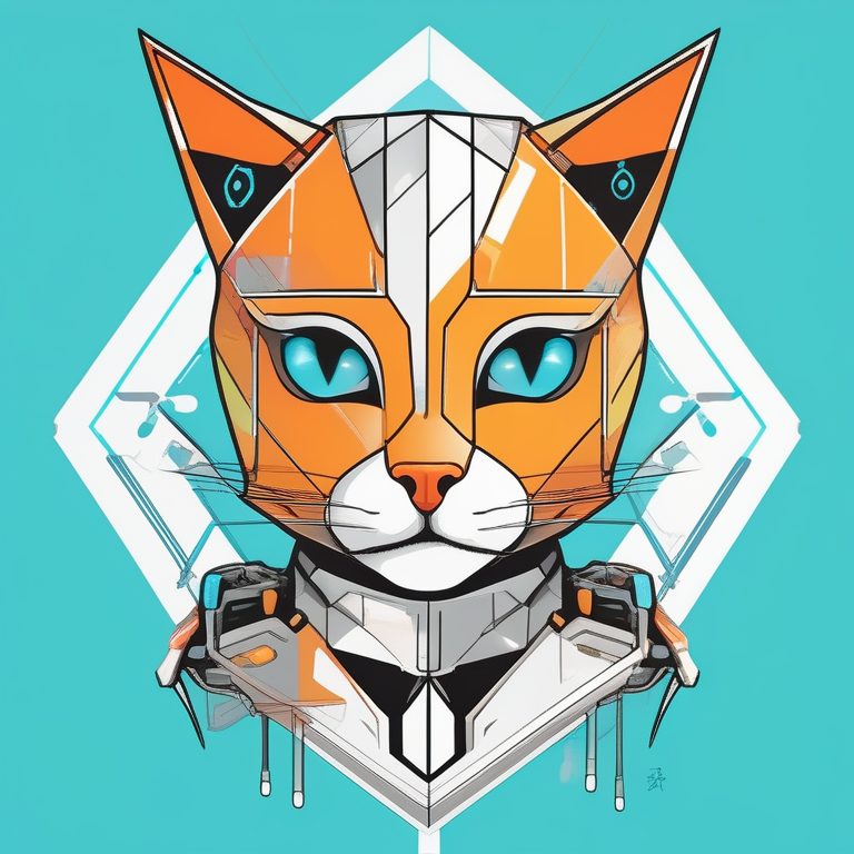 极简抽象风格彩色机械猫