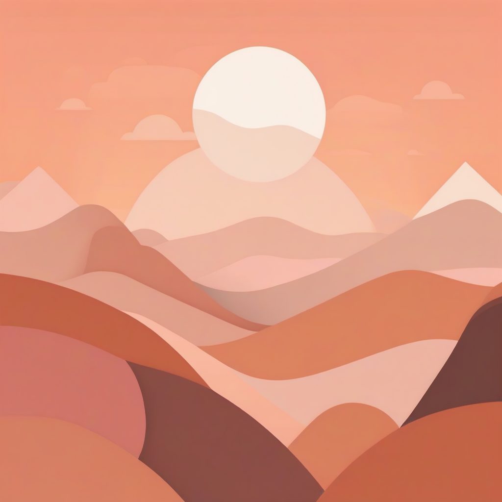 极简抽象：柔和大地色几何山脉日出向量图