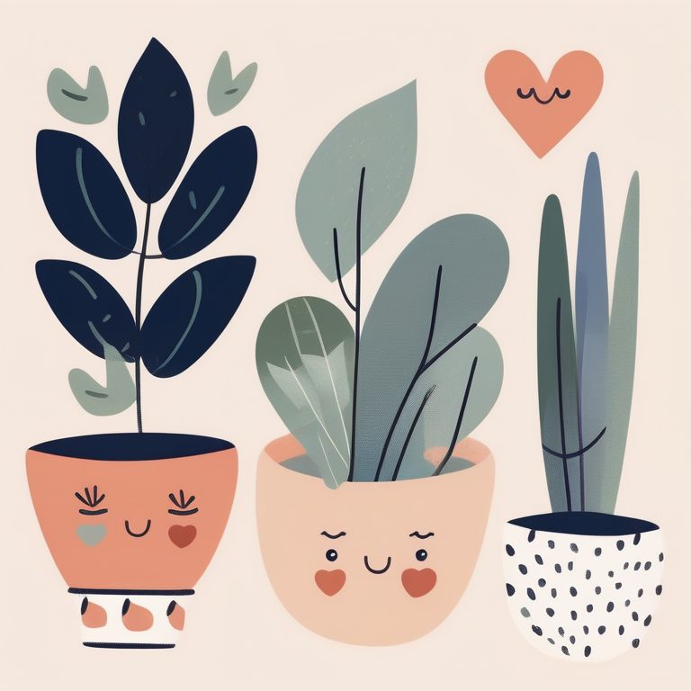 极简抽象植物室内艺术插画