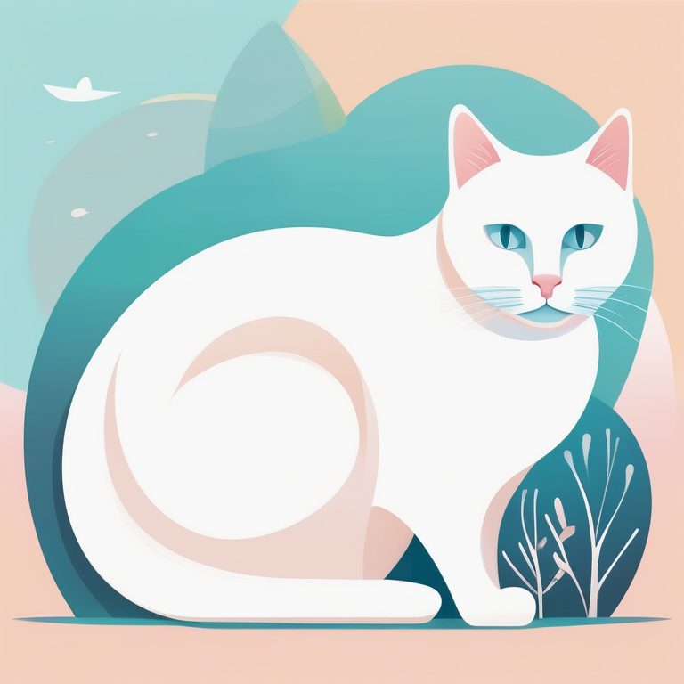 极简淡雅插画风格猫咪静坐