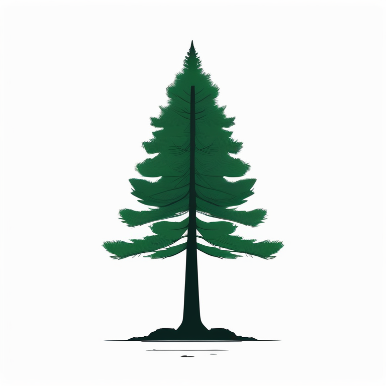 极简动漫风白色背景上一棵松树