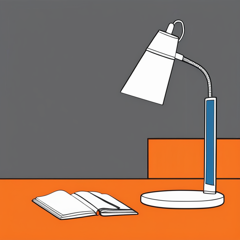 极简动漫风橙色背景上一盏台灯