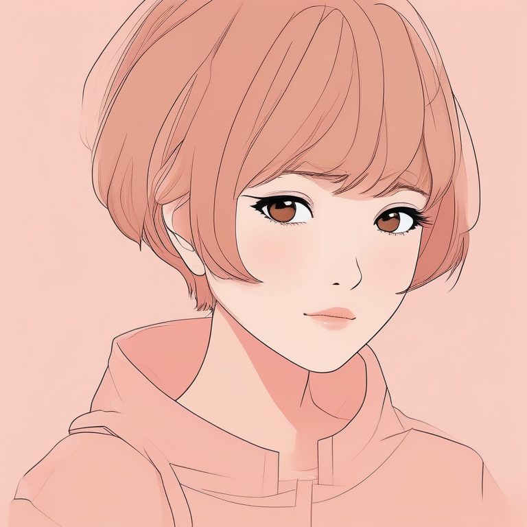 极简动漫风粉色背景上一位女孩