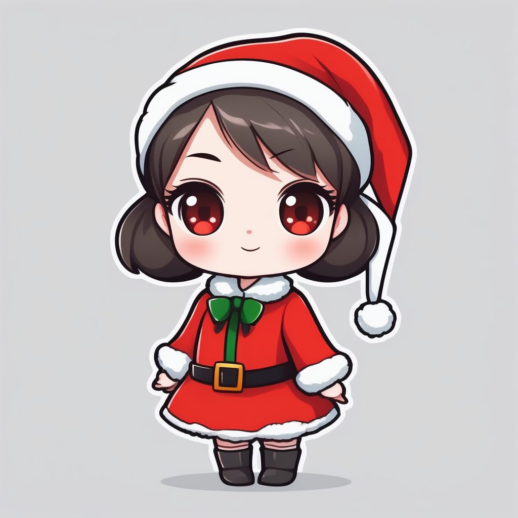 极简动漫风格Q版圣诞女孩红裙造型