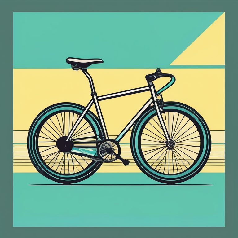 极简动漫风黄色背景上一辆自行车