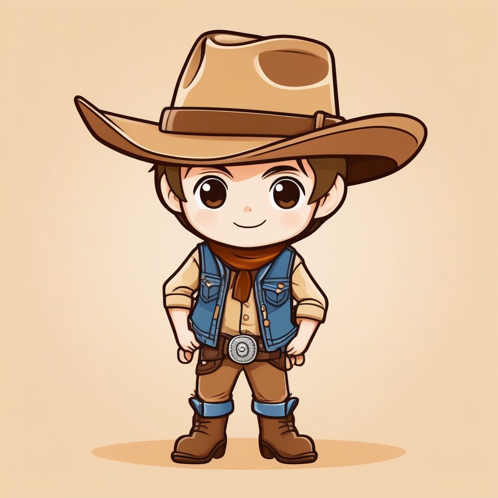 极简动漫风卡哇伊Q版牛仔男孩