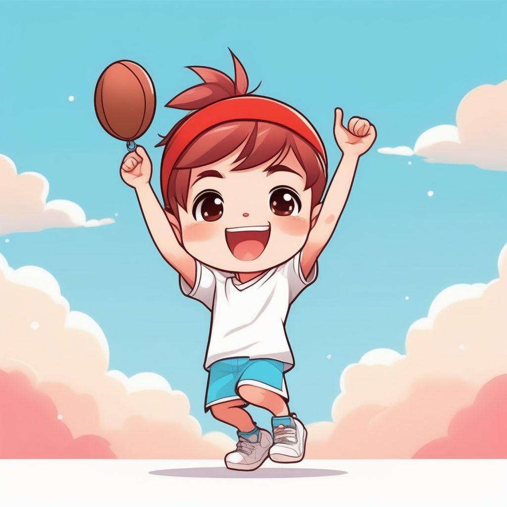 极简动漫风卡哇伊Q版运动男孩