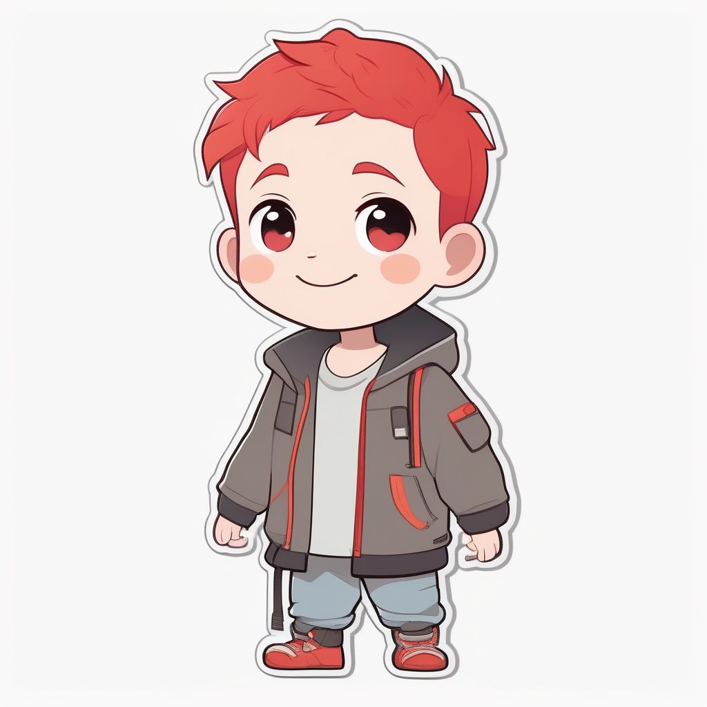 极简动漫风Q版红头发男孩全身形象