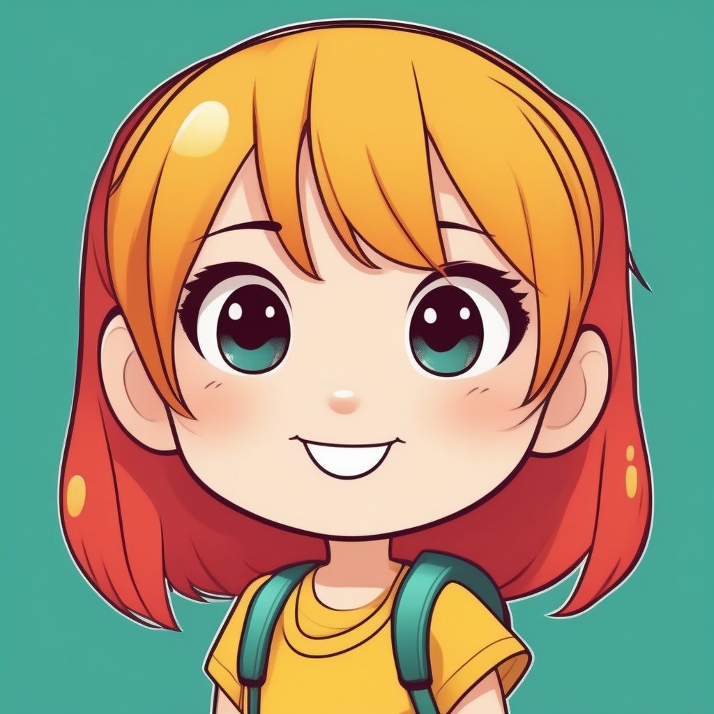 极简动漫风Q版红头发女孩元气活泼