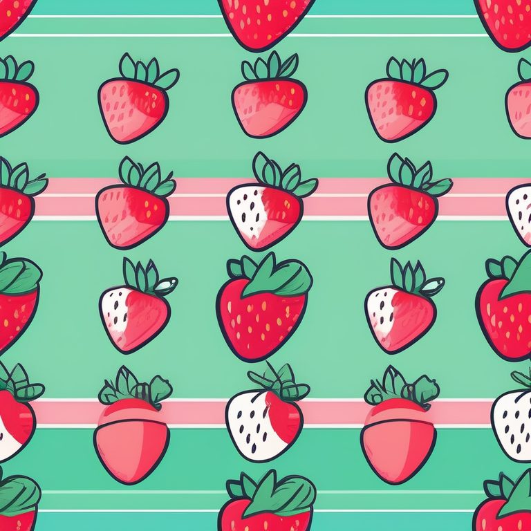 极简动漫风青色背景上一粒草莓