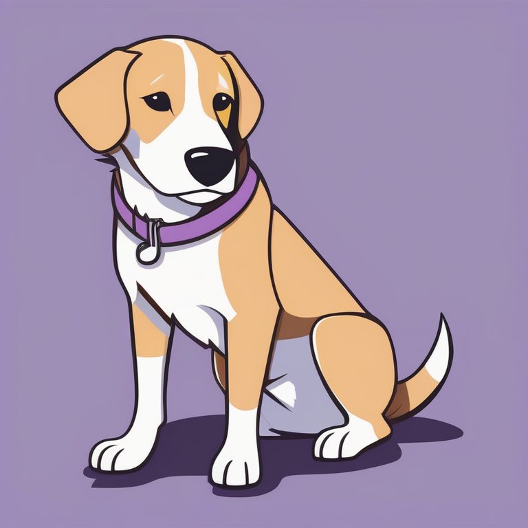 极简动漫风紫色背景上一只狗