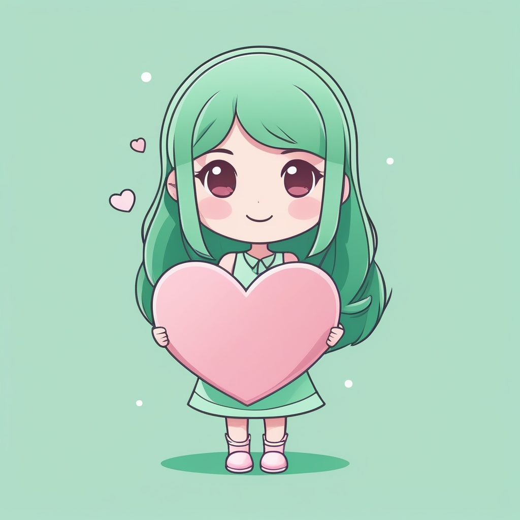 极简动漫角色卡哇伊Q版:手捧爱心的治愈系全身插画 1 极简动漫角色卡哇伊Q版:手捧爱心的治愈系全身插画