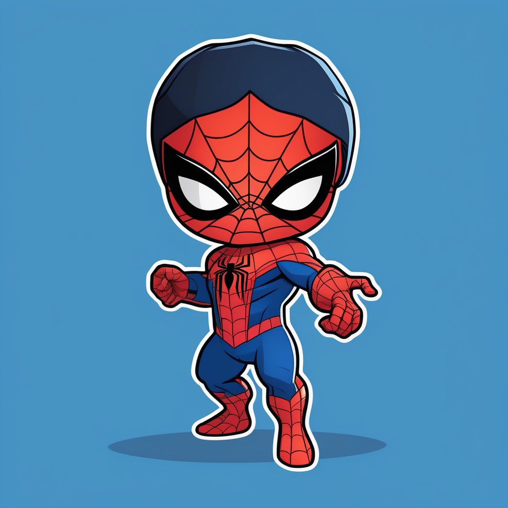 极简动漫卡通风深蓝色Q版迈尔斯蜘蛛侠