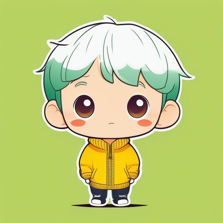 极简动漫卡哇伊Q版男孩黄色毛衣