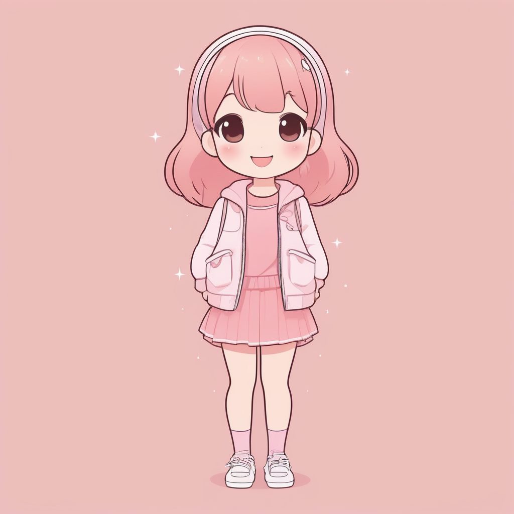 极简动漫卡哇伊Q版女孩可爱笑脸