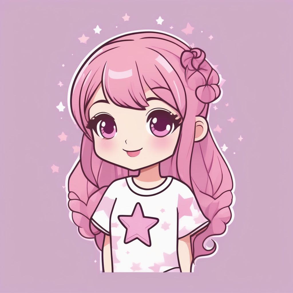 极简动漫卡哇伊Q版 深粉系马尾少女 梦幻风格