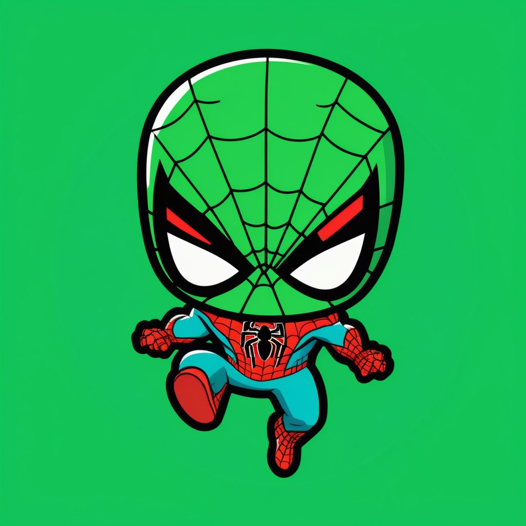 极简动漫绿色Q版迈尔斯蜘蛛侠全身镜头