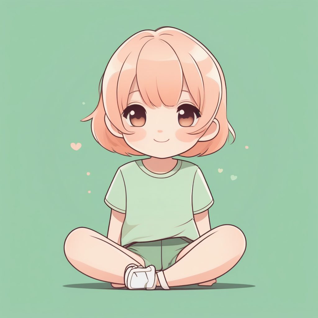 极简动漫蜜桃色短发Q版少女梦幻系