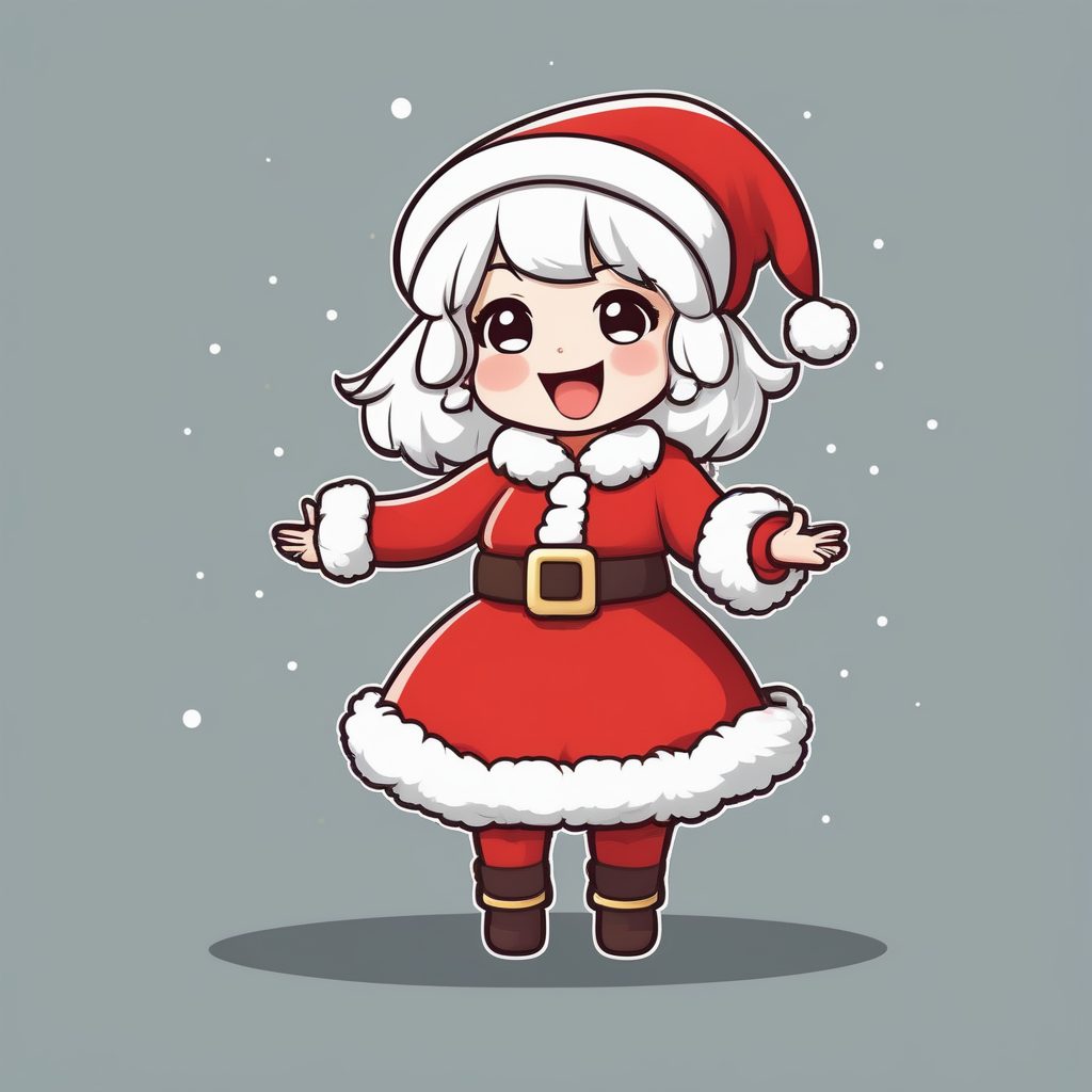 极简动漫女孩Q版圣诞主题大笑造型