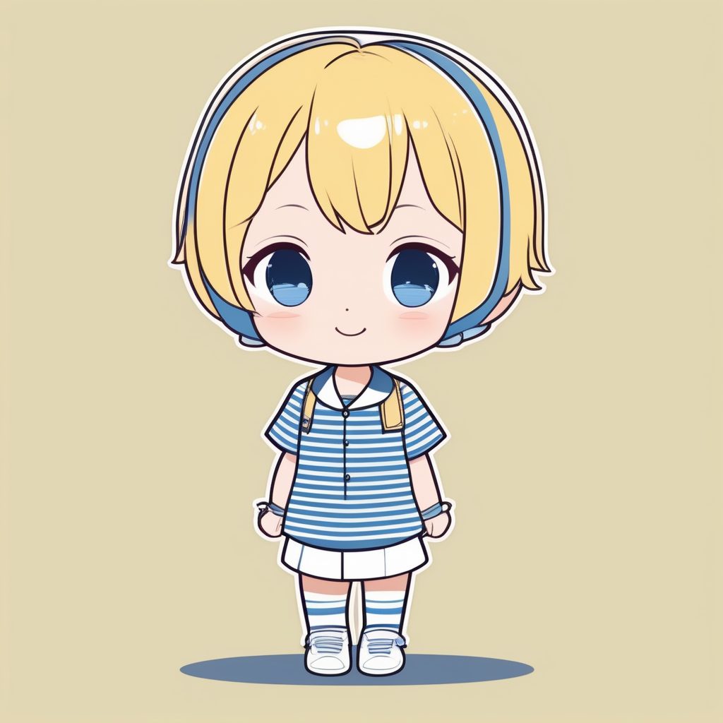 极简动漫Q版 海蓝短发少女 童趣风格