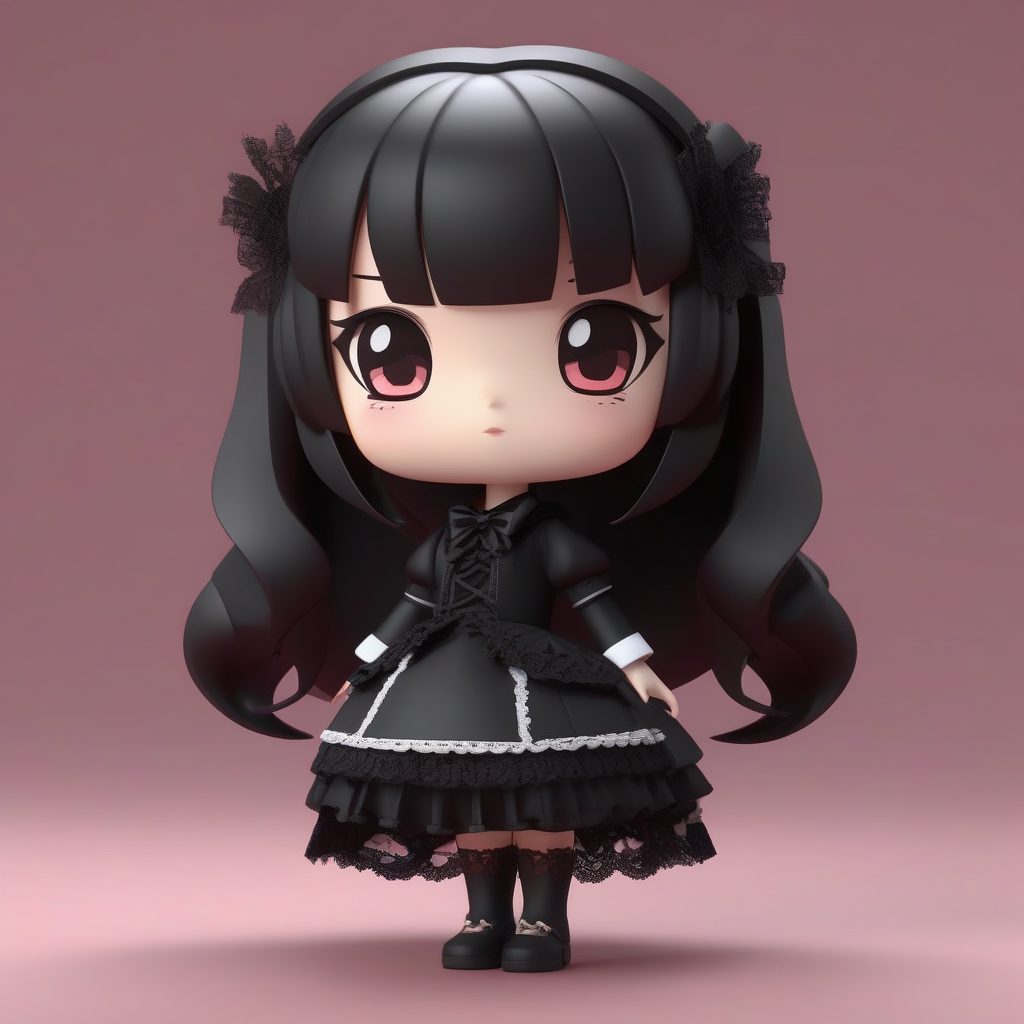 极简动漫Q版角色：简约哥特洛丽塔盲盒粘土手办