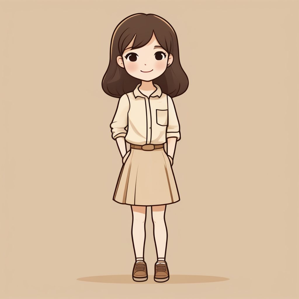 极简动漫Q版咖啡色短发女孩