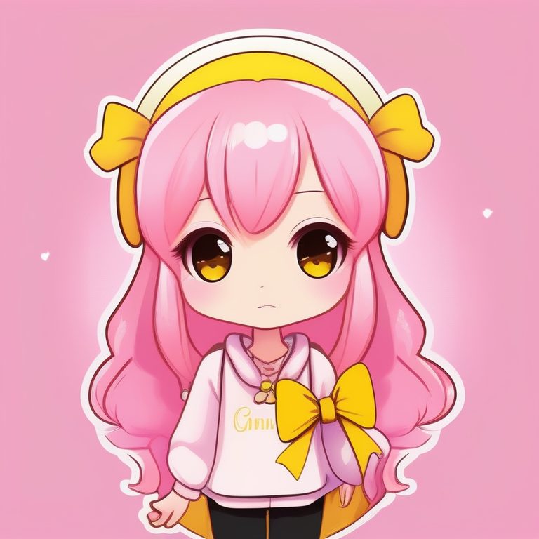 极简动漫Q版卡哇伊粉色少女全身头像