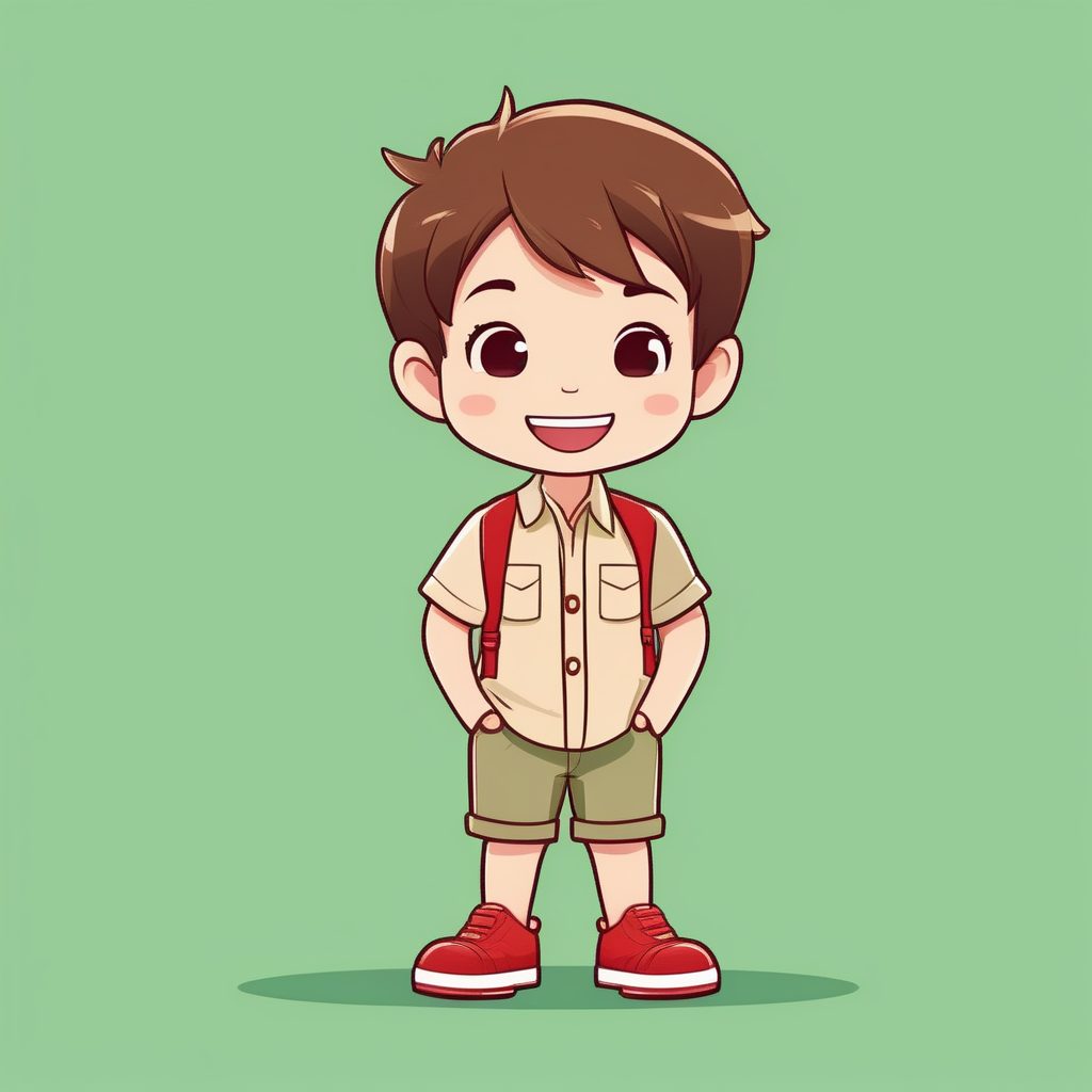 极简动漫Q版卡哇伊红鞋小男孩