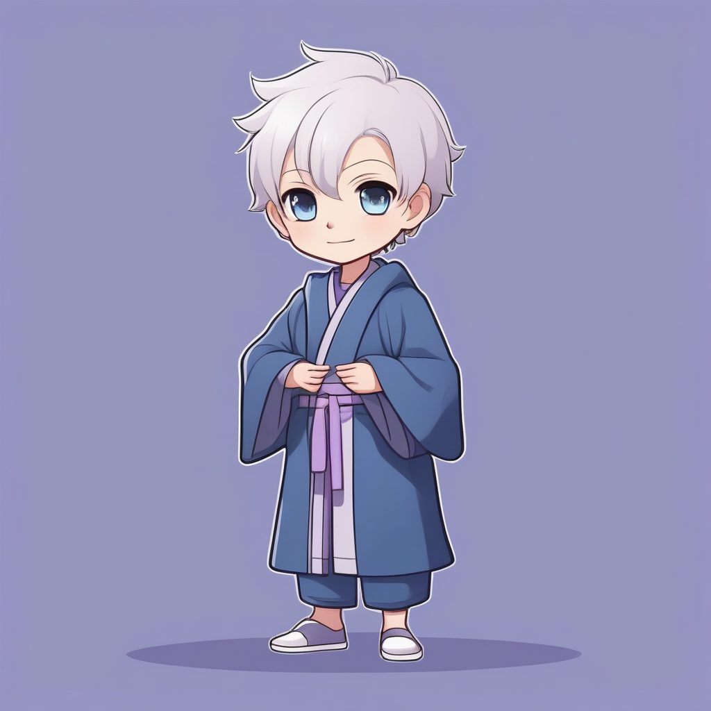 极简动漫Q版蓝眼白发魔法男孩