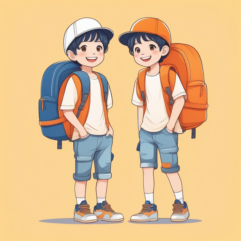 极简动漫Q版男孩:橙色帽子阳光学生