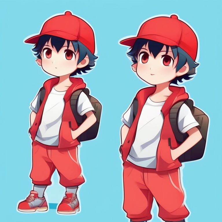 极简动漫Q版男孩红色帽子清新造型