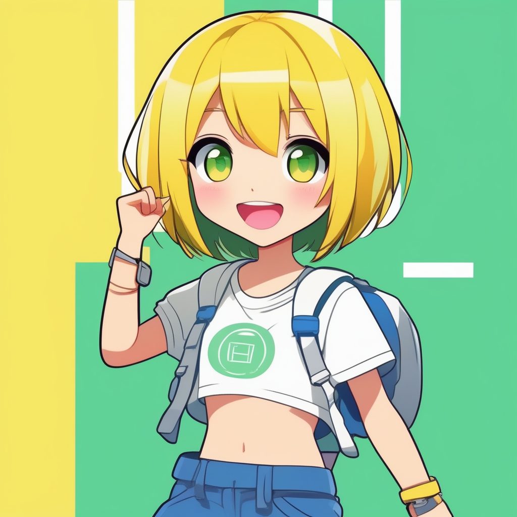 极简动漫Q版 柠檬黄短发少女 活力风格