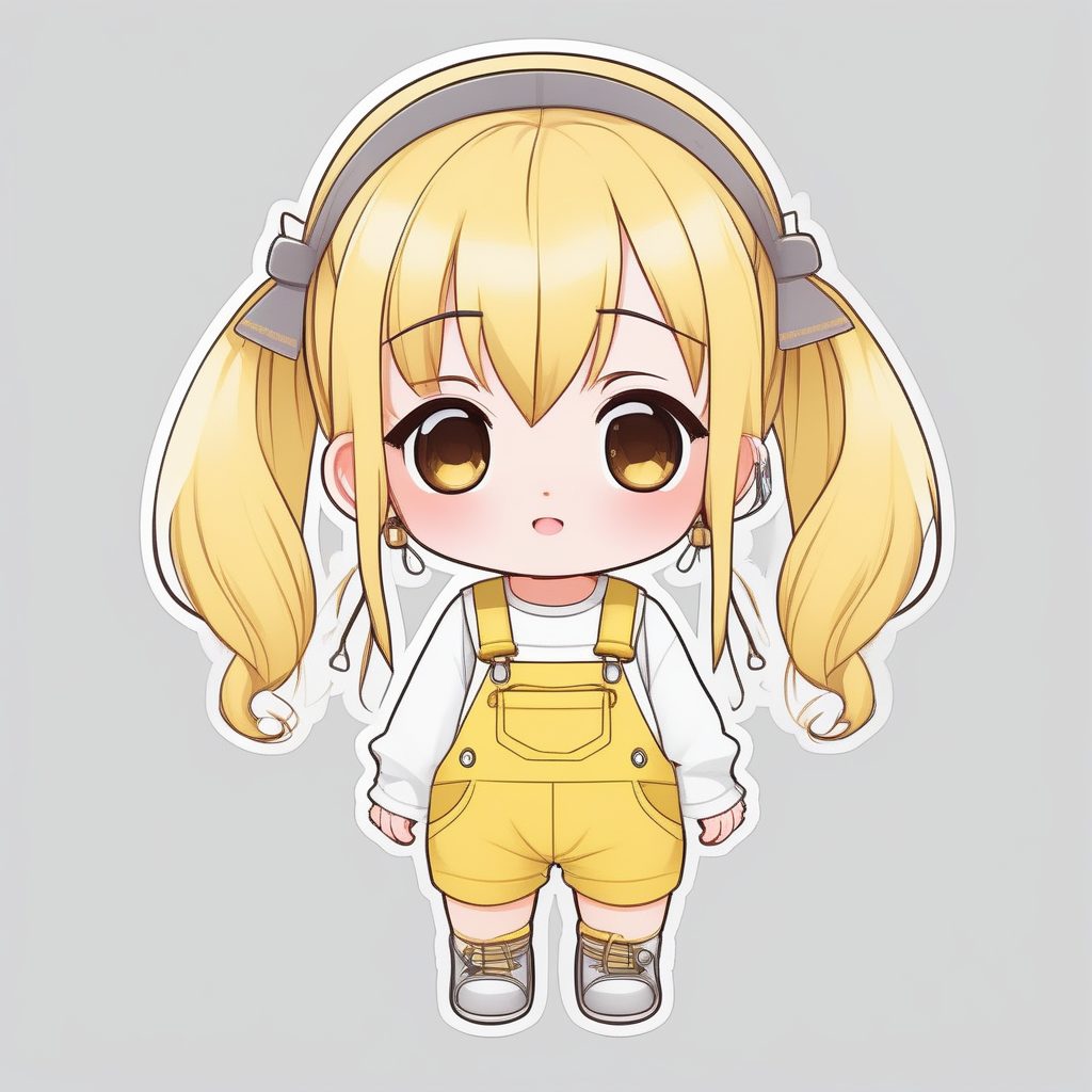 极简动漫Q版女孩-黄色发卡双马尾