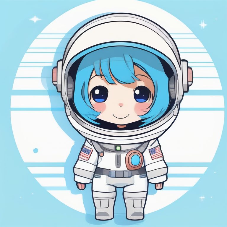 极简动漫Q版女孩全身风格的宇航员萝莉
