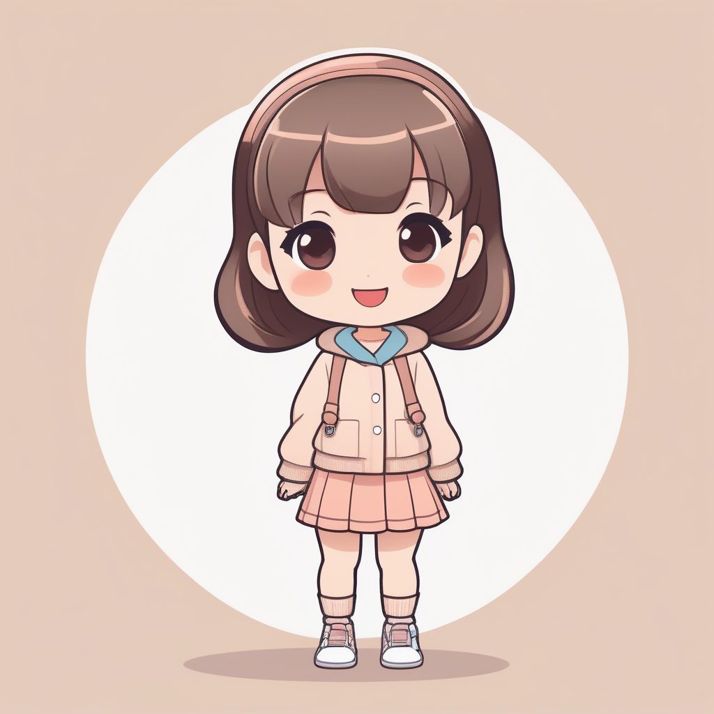 极简动漫Q版女孩微笑造型