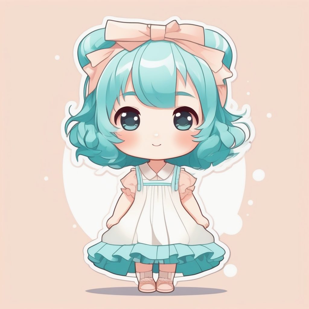 极简动漫Q版 青蓝短发少女 晨光风格