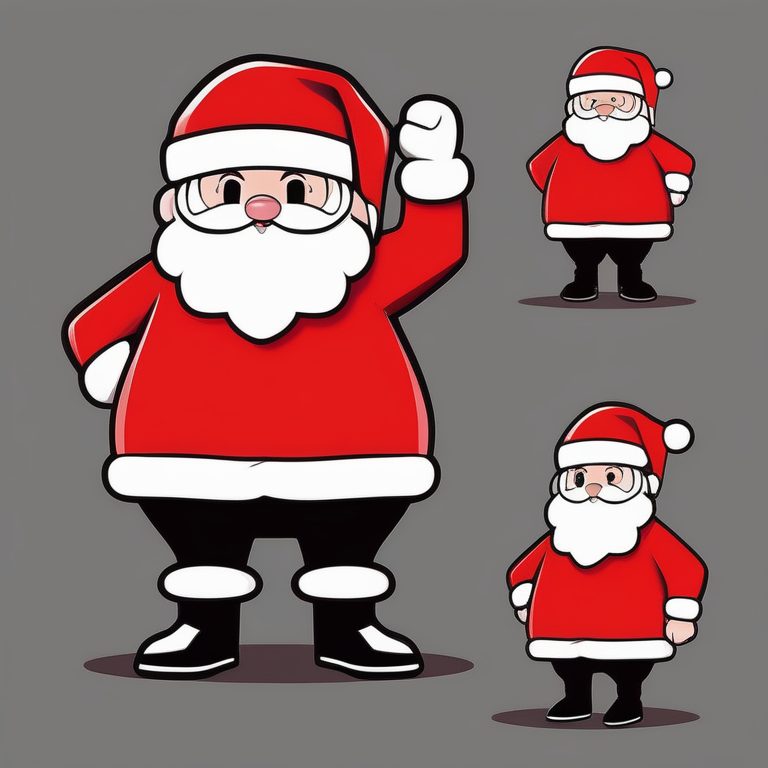 极简动漫Q版圣诞老人纯红背景全身形象