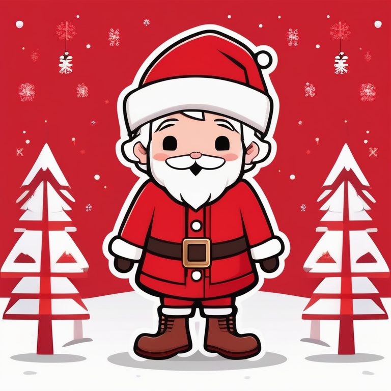 极简动漫Q版圣诞男孩卡哇伊风插画